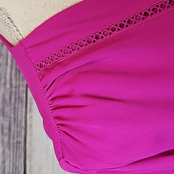 INC INTERNATIONAL CONCEPTS FUCHSIA LONG SLEEVE V NECK CROSSOVER BLOUSE - Picture 9 of 14